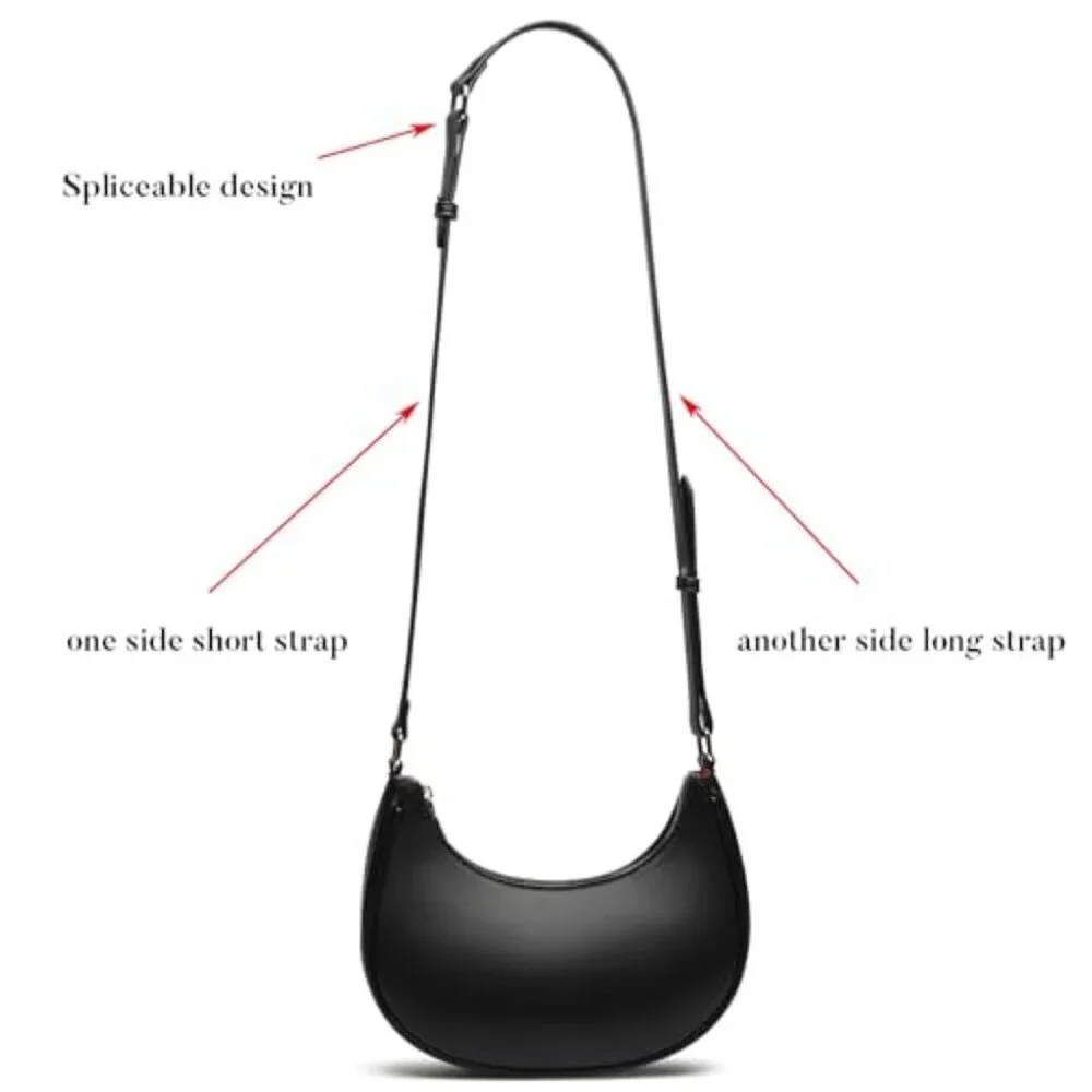 Vegan Leather Hobo Shoulder Bag Elegant Minimal Chic Detachable Crossbody Strap